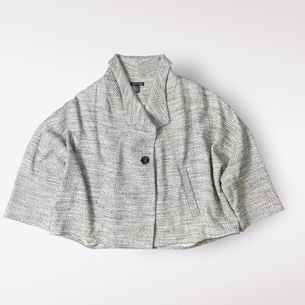 Eileen Fisher Cotton Herringbone Stretch Jacket Size SP